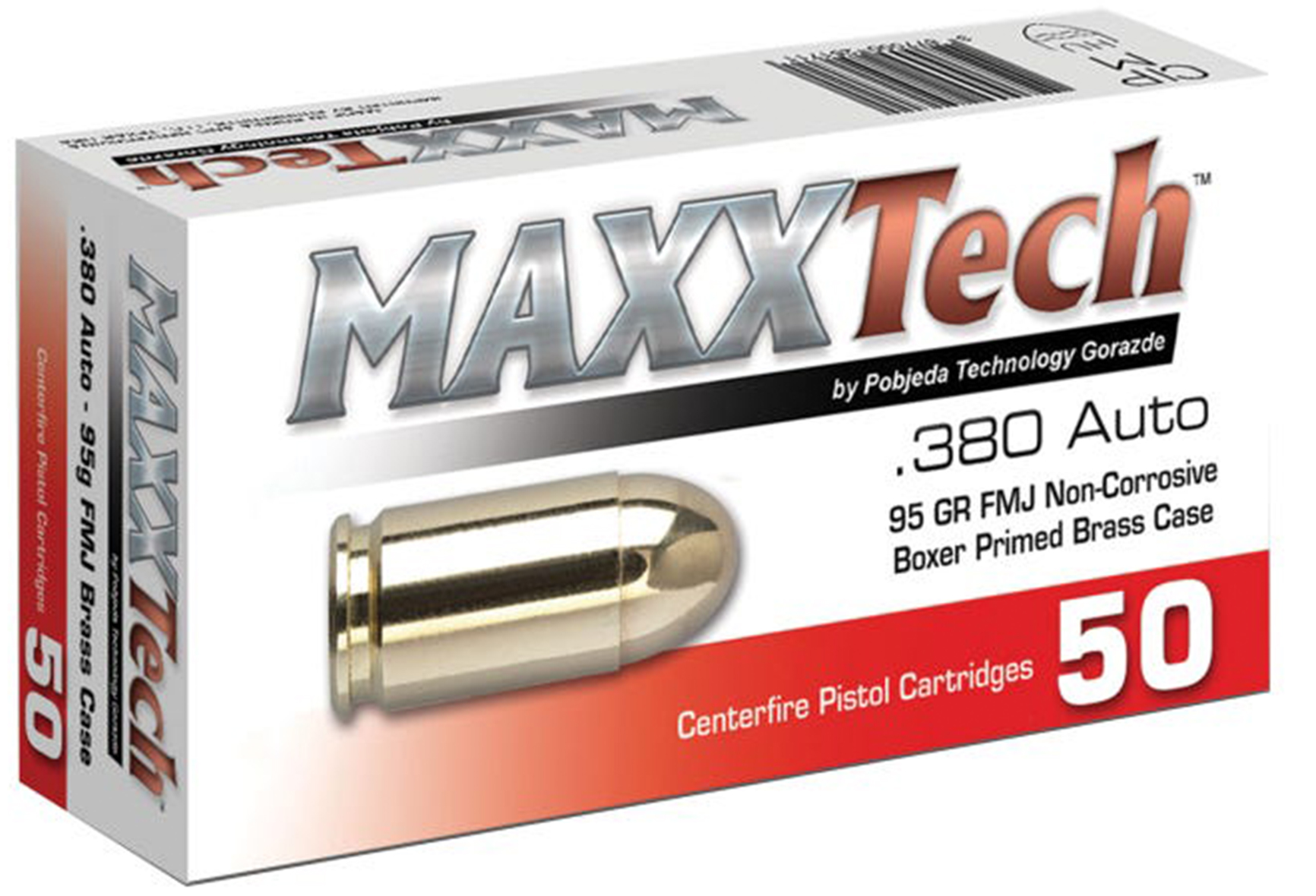 MAXX 380ACP 95GR 50/20 BRASS - Ammunition